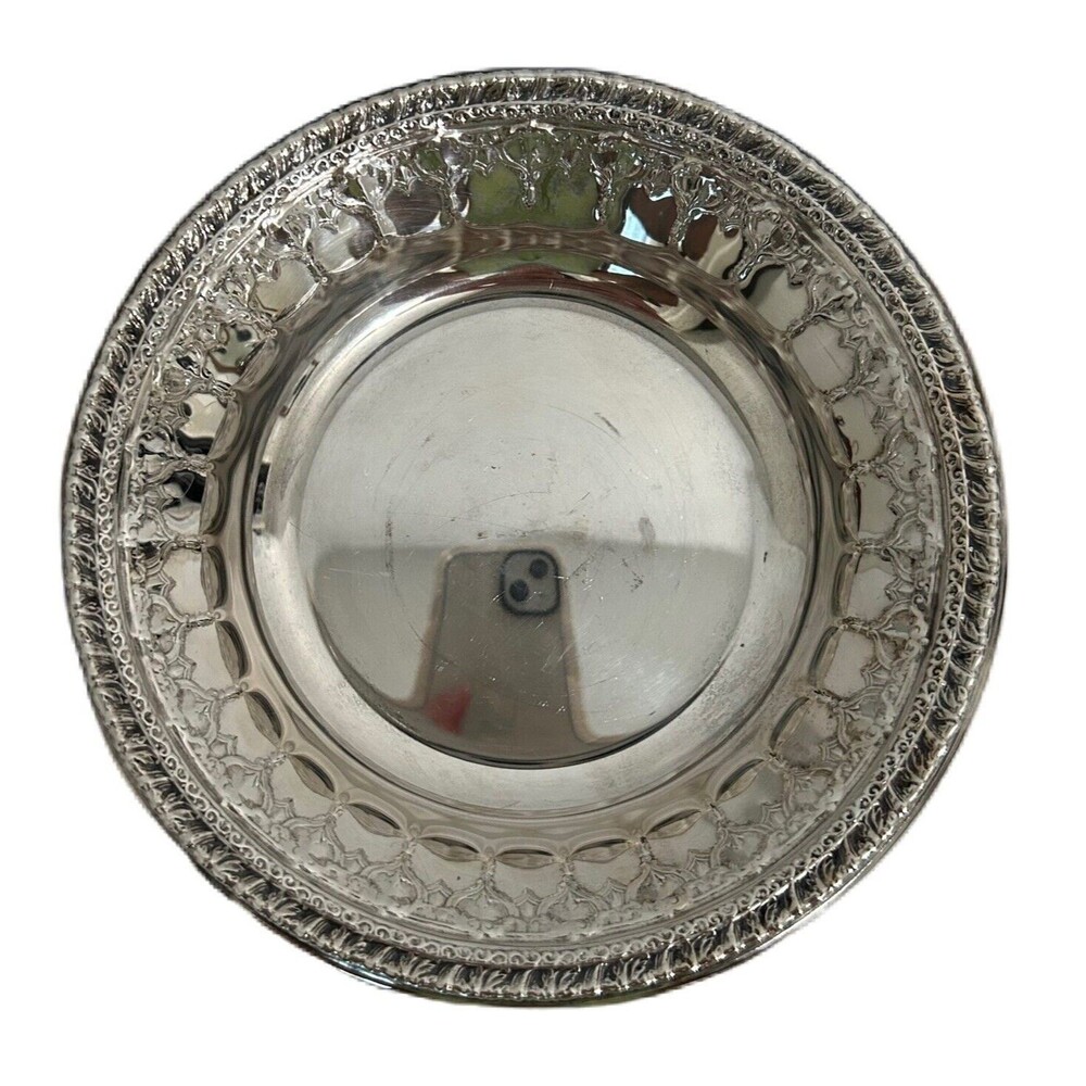 Reed & Barton Bowl Silverplated Vintage 1202 Repousse Bottle Coaster Trinket USA
